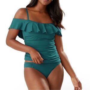 NWT Tommy Bahama Pearl Flounced Tankini Top Caledon Sea Size Small